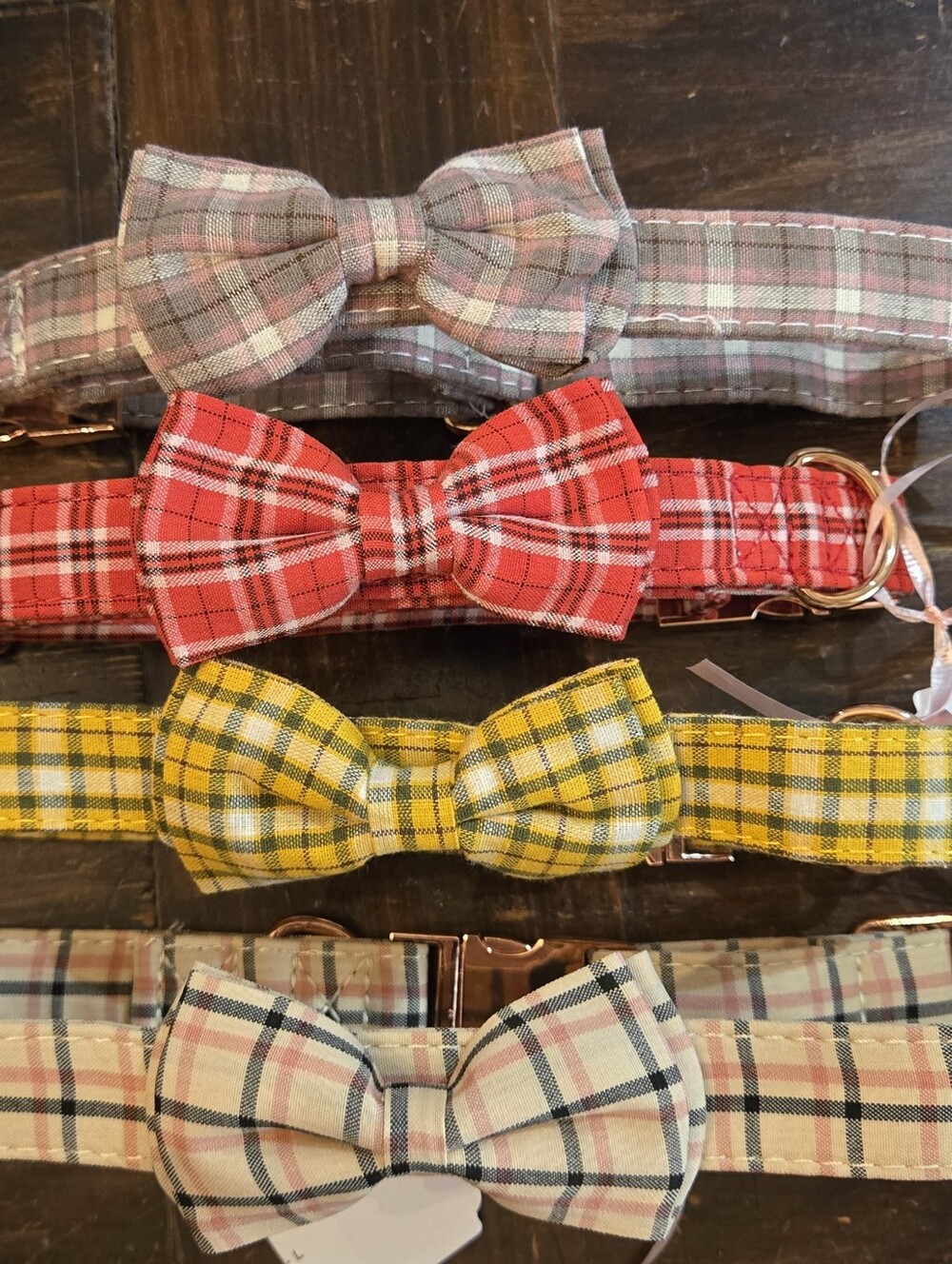 Plaid Bowtie Collar for Dogs - Size Large, Different Colors Available